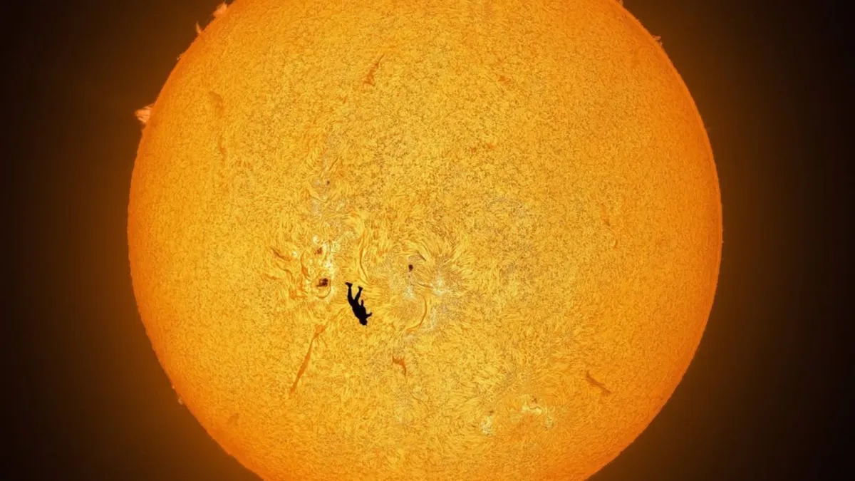 Paraquedista é clicado em queda contra o Sol; saiba como registro foi feito