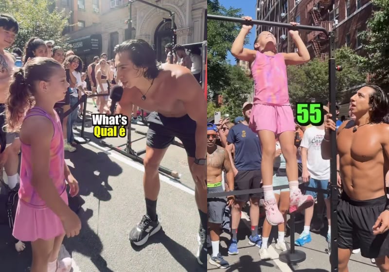 Menina de 10 anos faz 55 barras na rua e surpreende público em Nova York