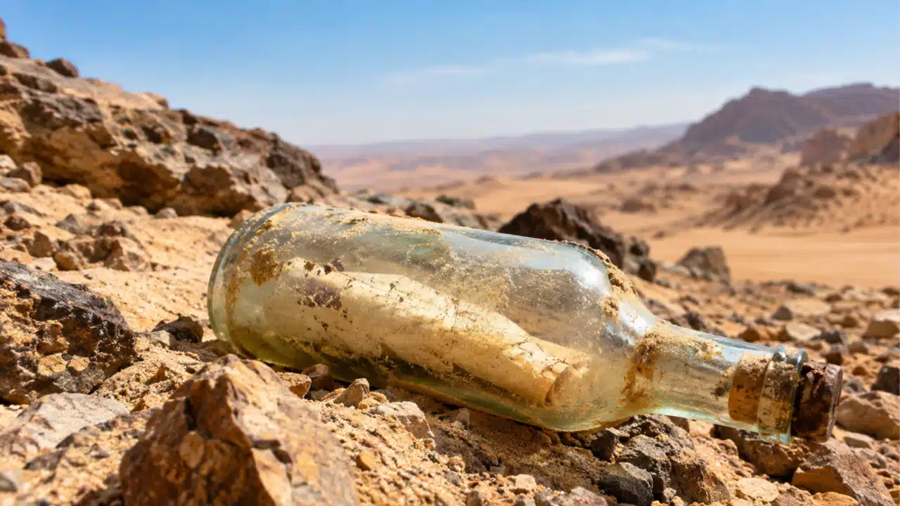 Garrafa com bilhete de 1977 é encontrada no deserto quase 50 anos depois